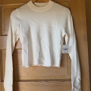 Altar'd State Cropped Cream Long Sleeve Sweater